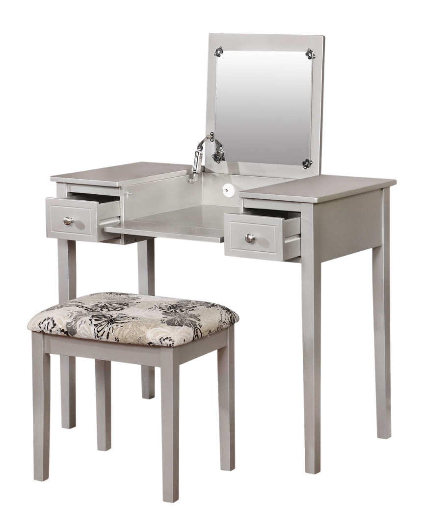 Linon Furniture Linon Silver Butterfly Vanity Set