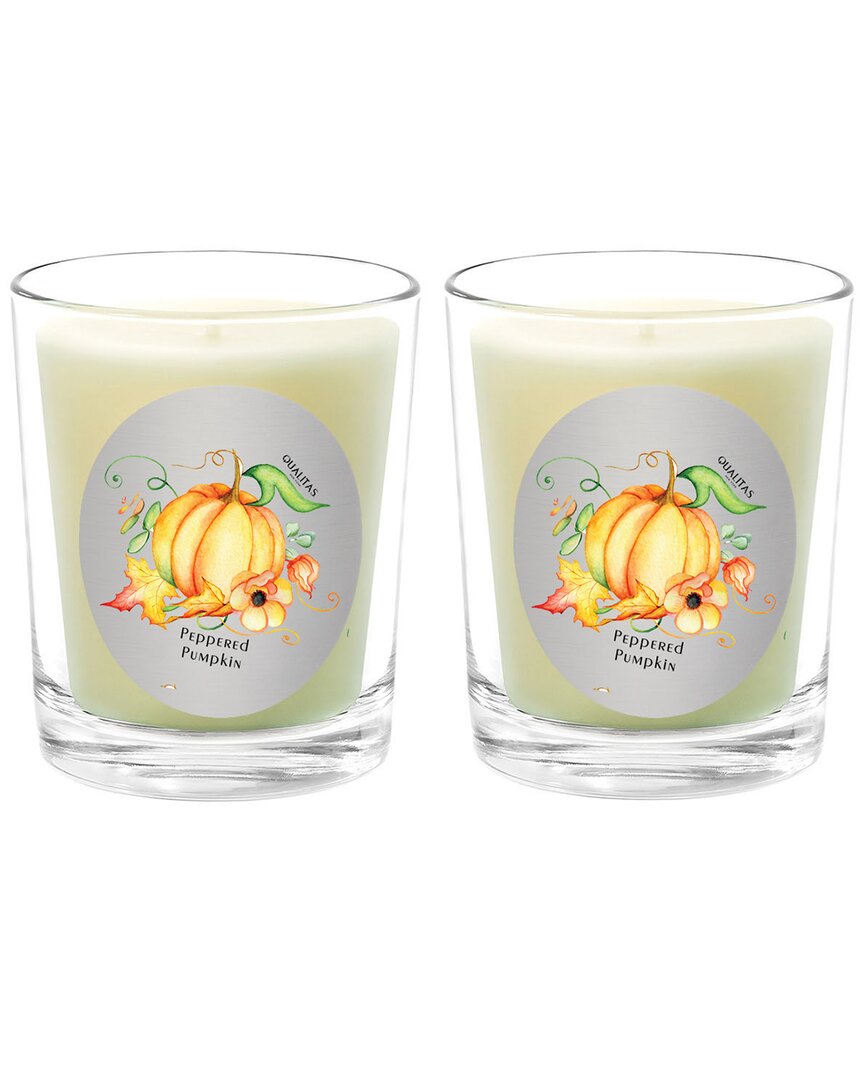 Qualitas Peppered Pumpkin Two Scented Beeswax Candle Set In White