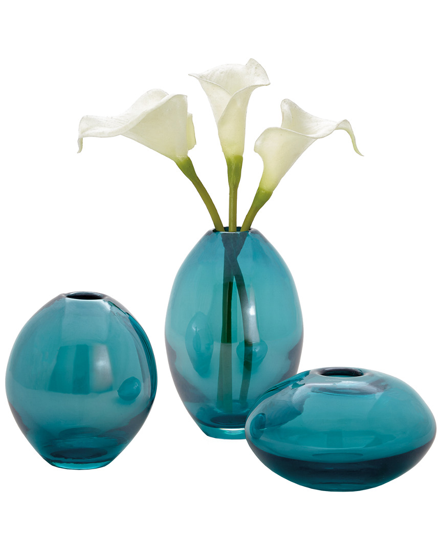 Torre And Tagus Set Of 3 Mini Lustre Turquoise Vases