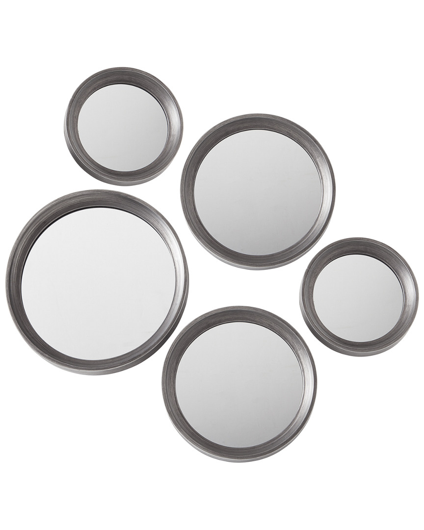 Torre And Tagus Set Of 5 Portico Round Antique Pewter Mirrors