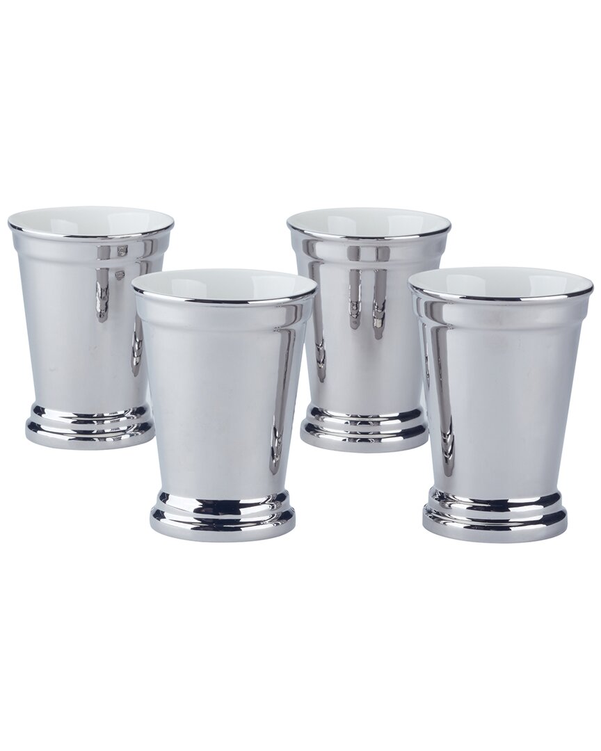 Certified International Derby Day At The Races Set Of 4 Silver Plated Mint Julep Cups