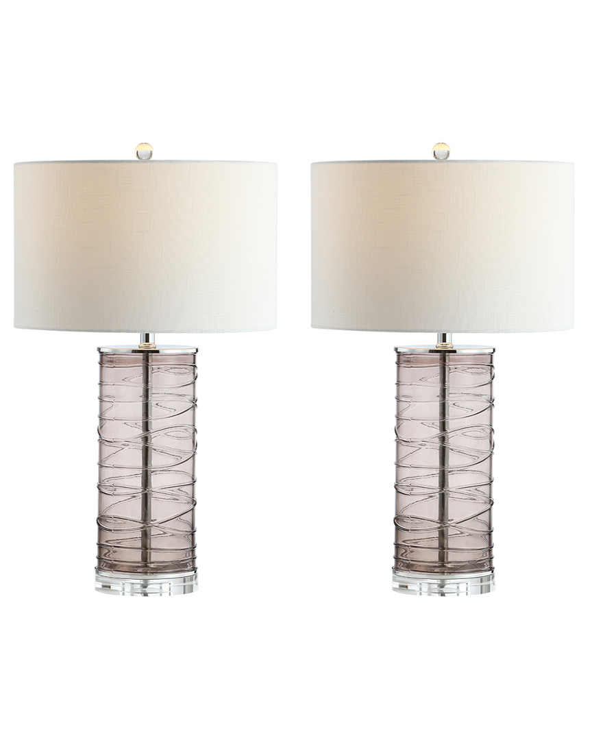 Jonathan Y Designs Cole 27.5in Modern Fused Glass Cylinder Led Table Lamp