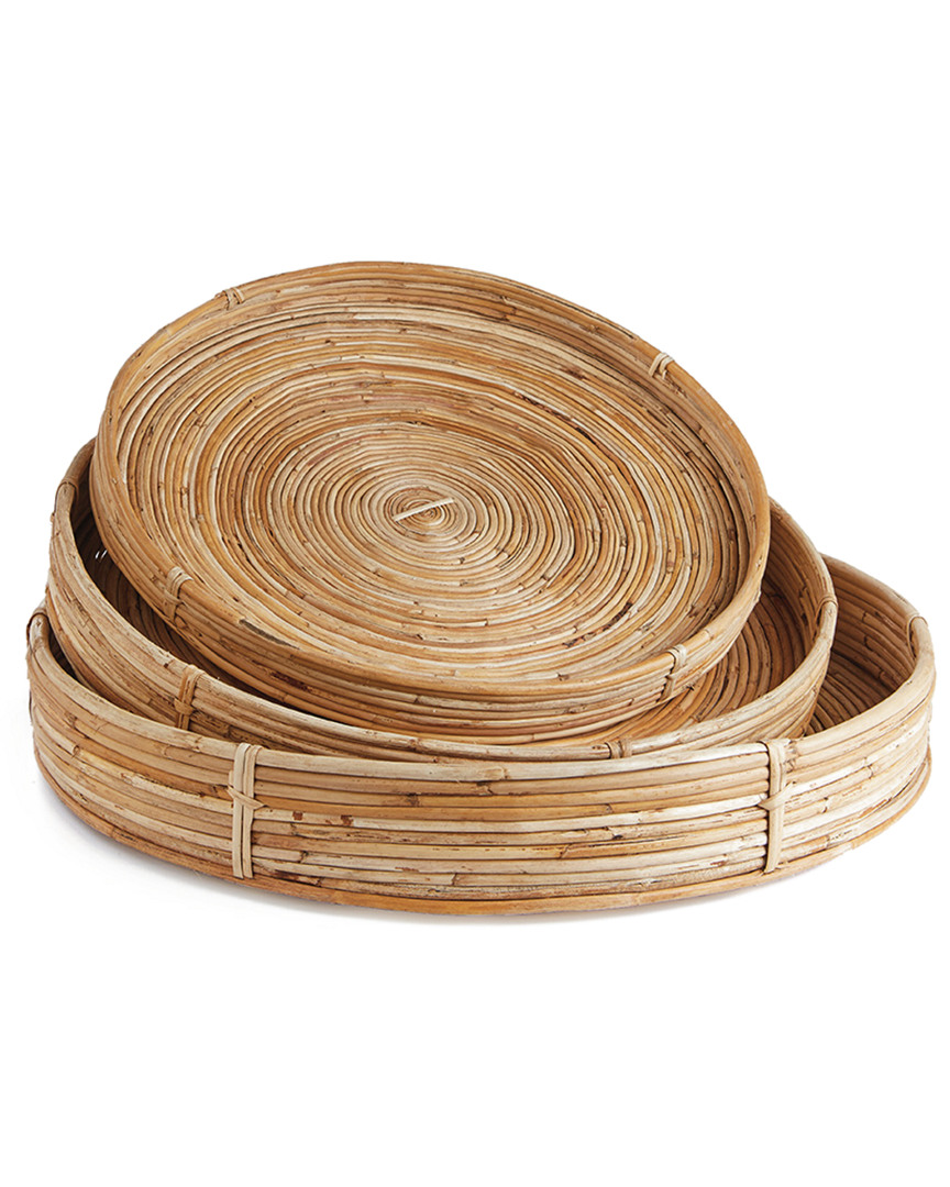 Napa Home & Garden Set Of 3 Cane Rattan Round Trays