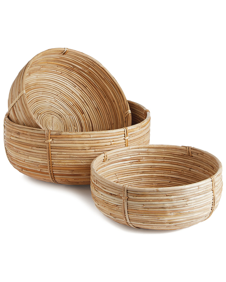 Napa Home & Garden Set Of 3 Cane Rattan Low Baskets