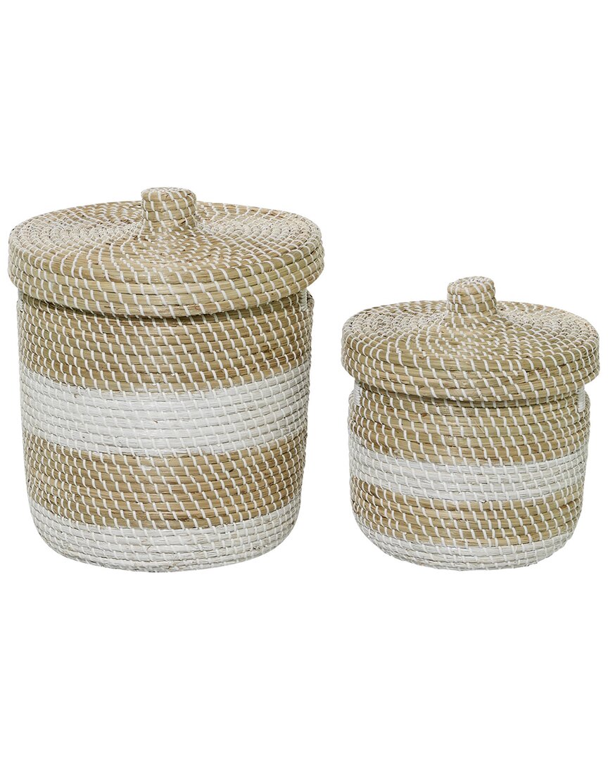 Peyton Lane Set Of 2 Brown Sea Grass Natural Storage Basket