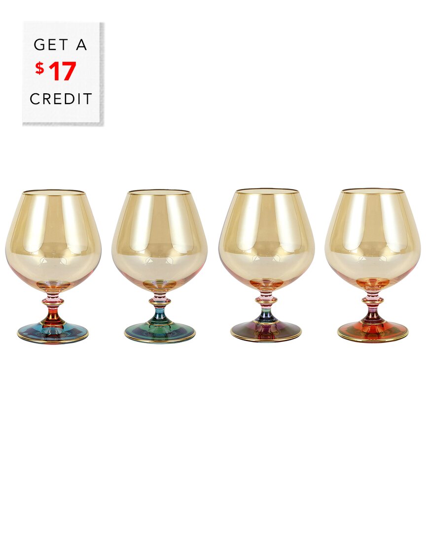 VIETRI VIETRI SET OF 4 REGALIA DECO ASSORTED BRANDY SNIFTERS WITH $17 CREDIT