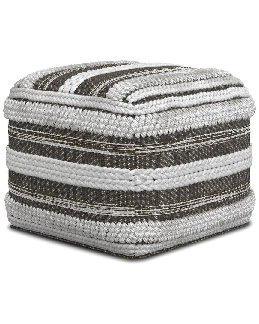 Simpli Home Sommer Boho Square Pouf In Brown