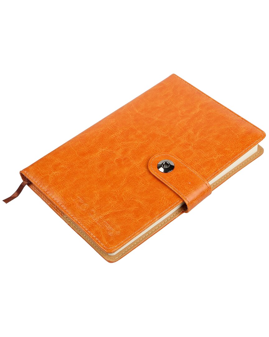 Fresh Fab Finds 150 Pages Pu Leather Cover Notebook With Calendar, World Map, And Silk Ribbon In Orange