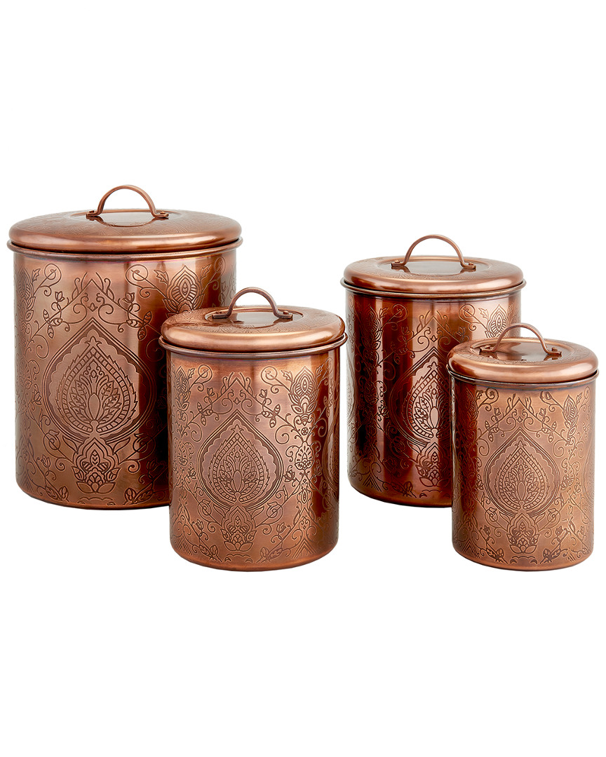 OLD DUTCH TANGIER ANTIQUE COPPER ETCHED CANISTERS