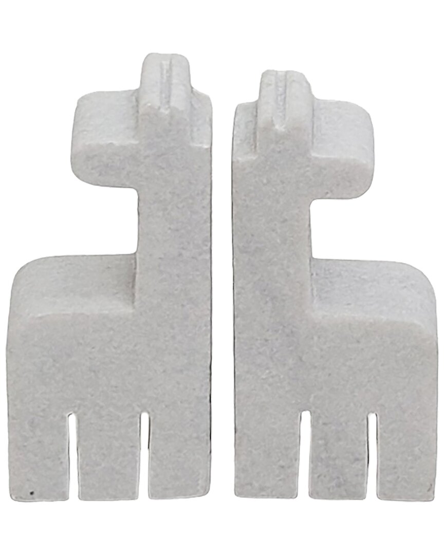 Sagebrook Home Set Of 2 Marble Giraffe Bookends In White
