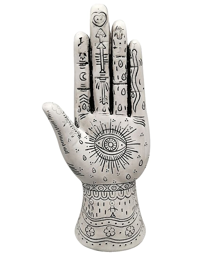 Sagebrook Home 10in Tattoo Hand Accent In White