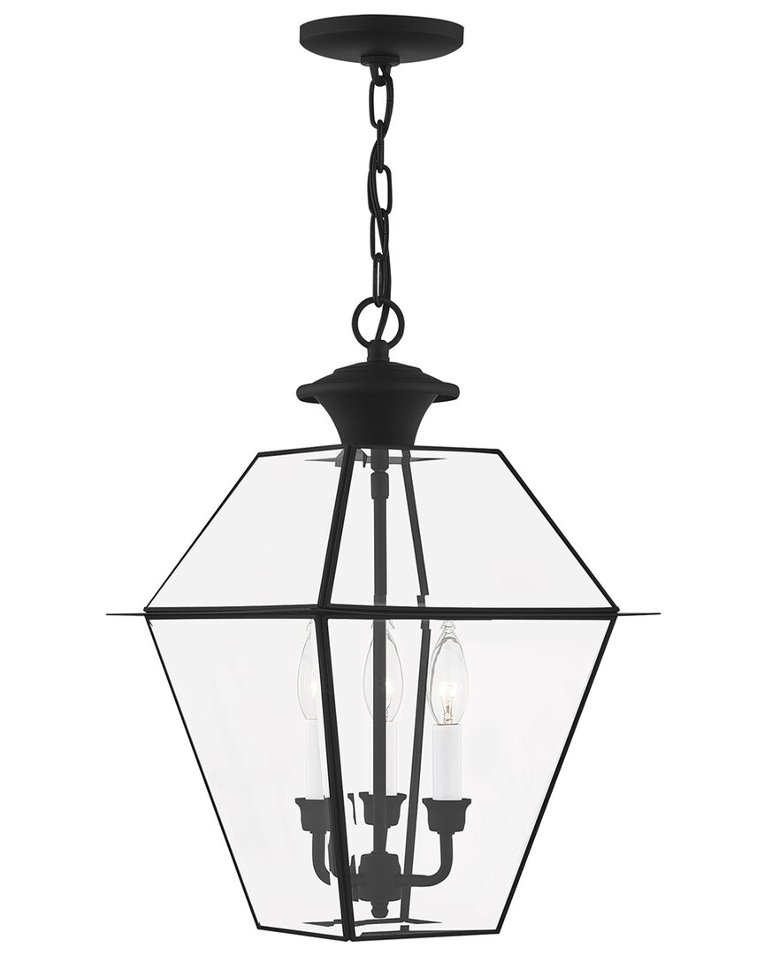 Livex Lighting 3-light Black Outdoor Pendant Lantern In Black