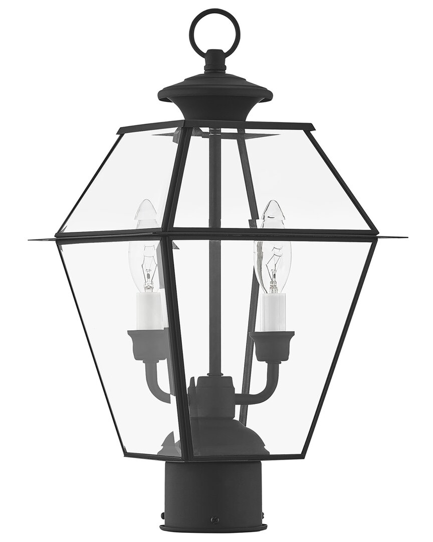 Livex Lighting 2-light Black Outdoor Post Top Lantern In Black