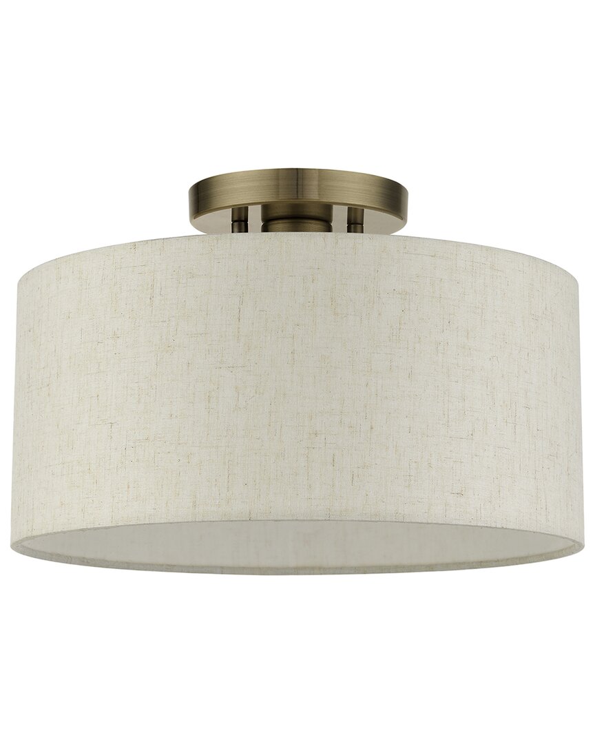 Livex Lighting 1 Light Antique Brass Medium Semi-flush In Gold