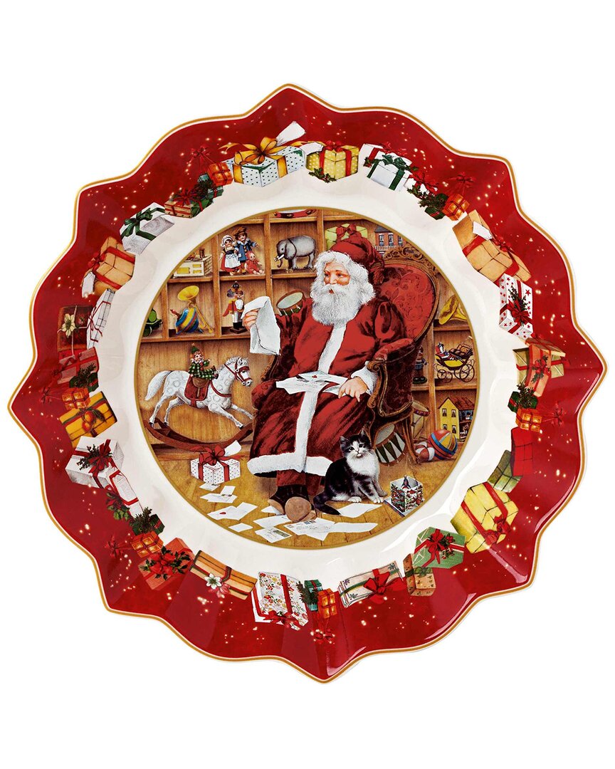 Villeroy & Boch Toy's Fantasy Large Round Bowl, Santa Reads Wish Lists
