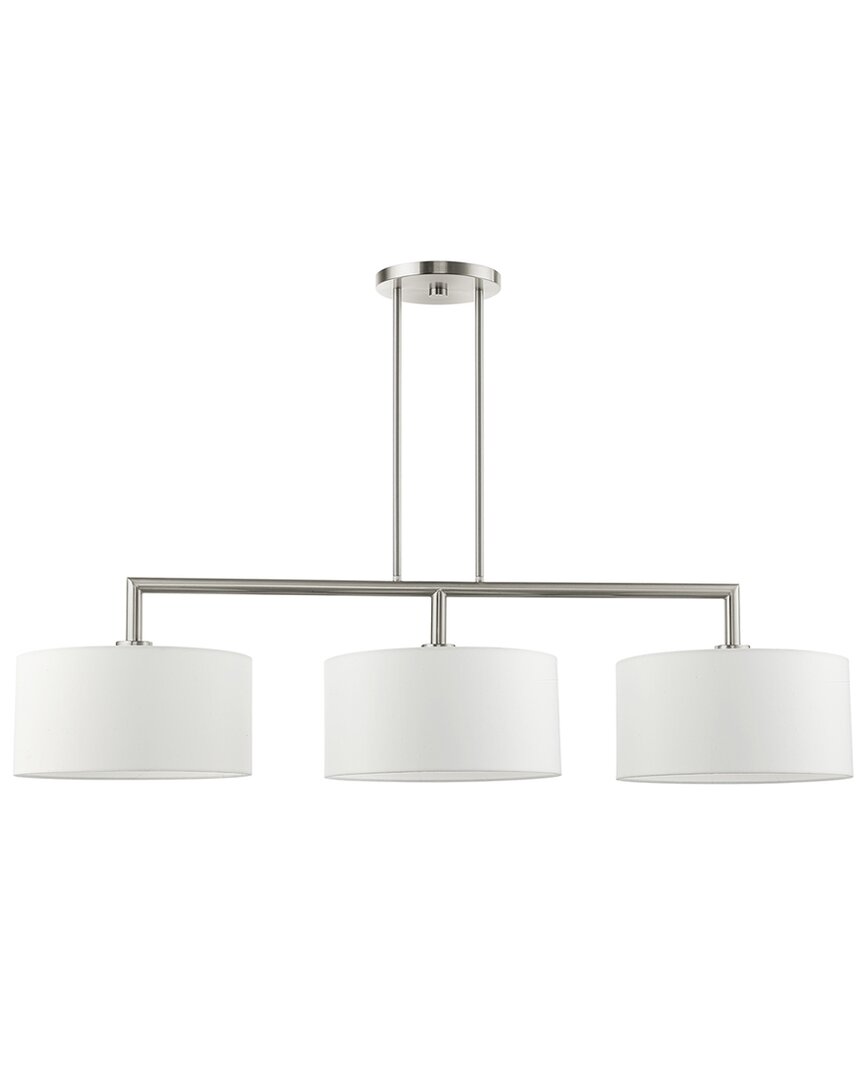 Livex Lighting 3 Light Brushed Nickel Large Linear Chandelier In Silver