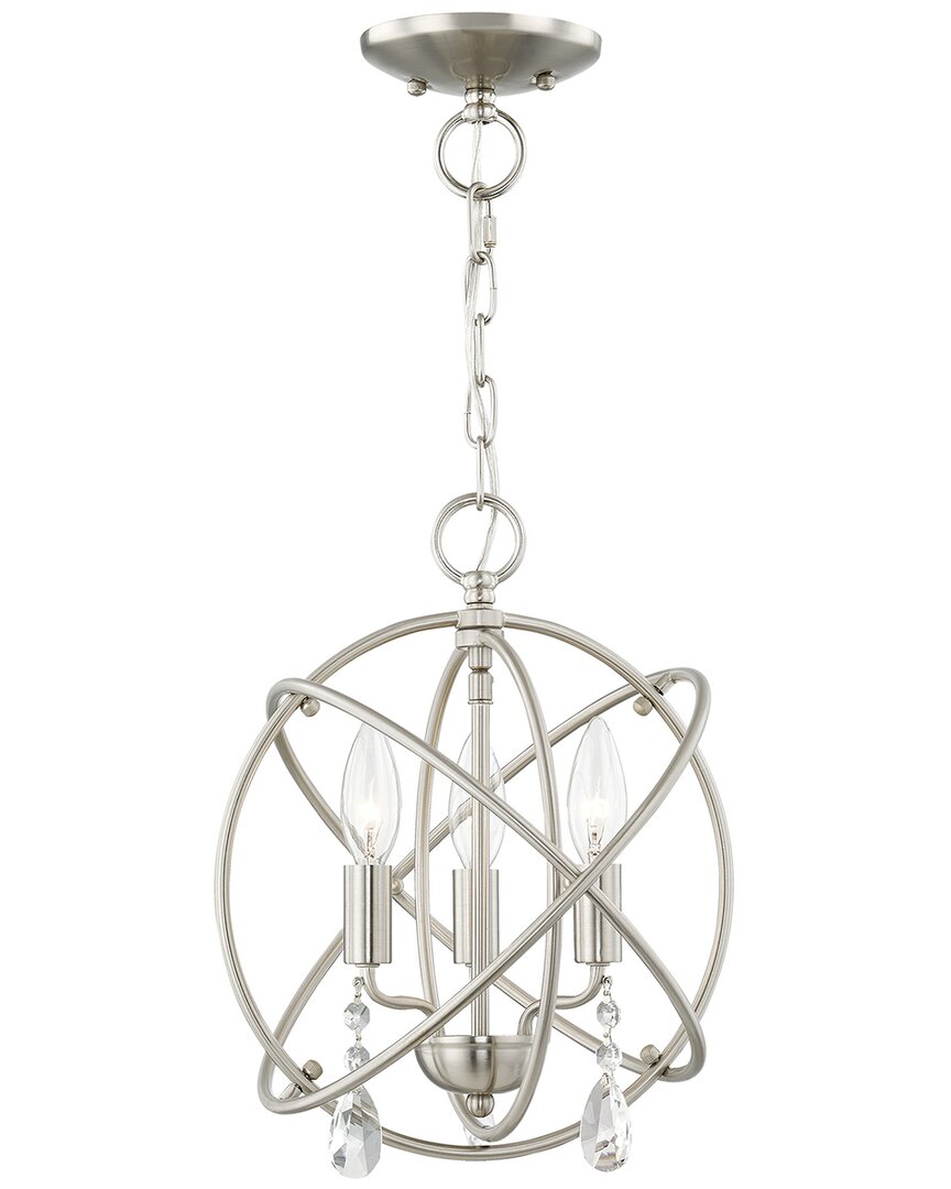 Livex Lighting Aria 3-light Bn Mini Chandelier/ceiling Mount In Silver
