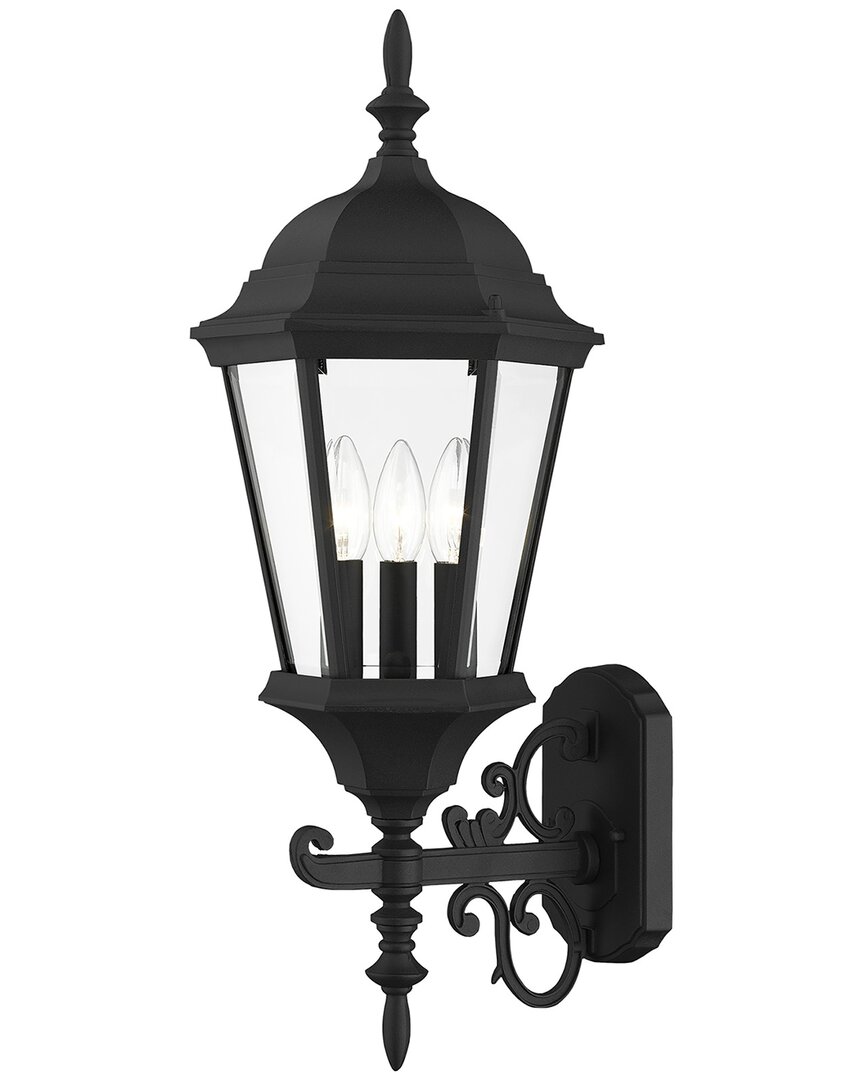 Livex Lighting 3-light Textured Black Outdoor Wall Lantern In Black