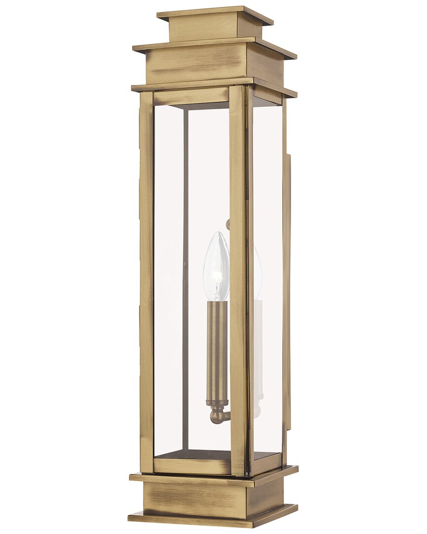 Livex Lighting 1-light Antique Brass Outdoor Wall Lantern In Gold