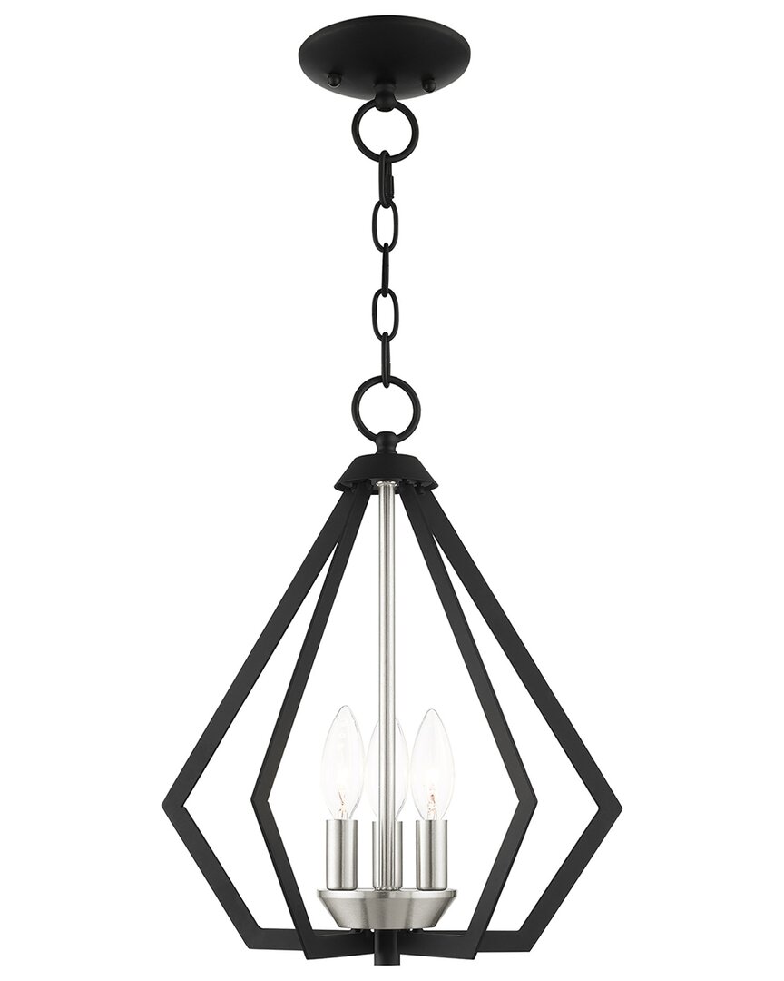 Livex Lighting 3-light Black With Brushed Nickel Cluster Convertible Semi Flush Pendant In Black