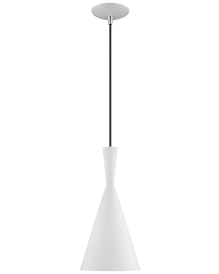 Livex Lighting Metal Shade 1 Lt White Mini Pendant In White