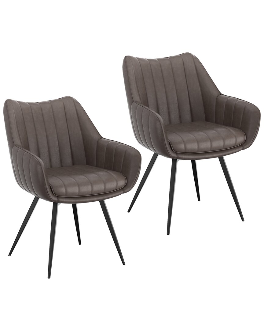 Worldwide Home Furnishings Set Of 2 Modern Swivel Dining & Accent Chair In Grey