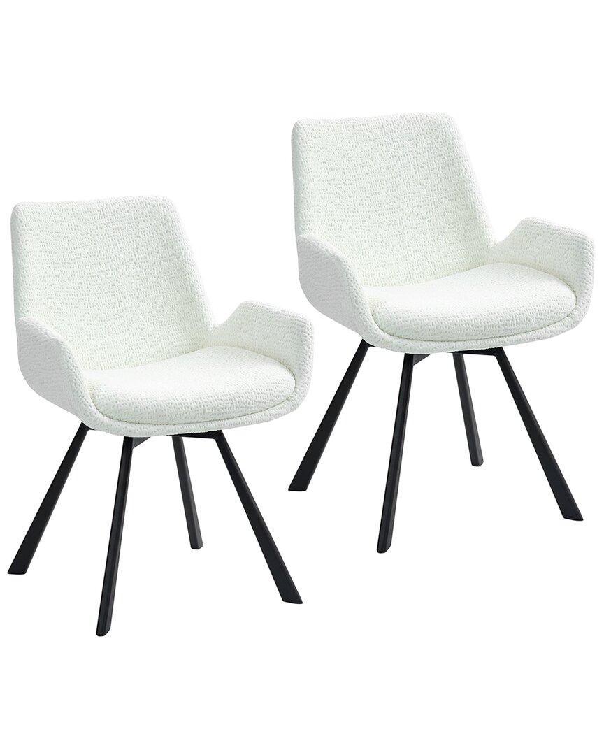 Worldwide Home Furnishings Set Of 2 Modern Swivel Dining Chair In White