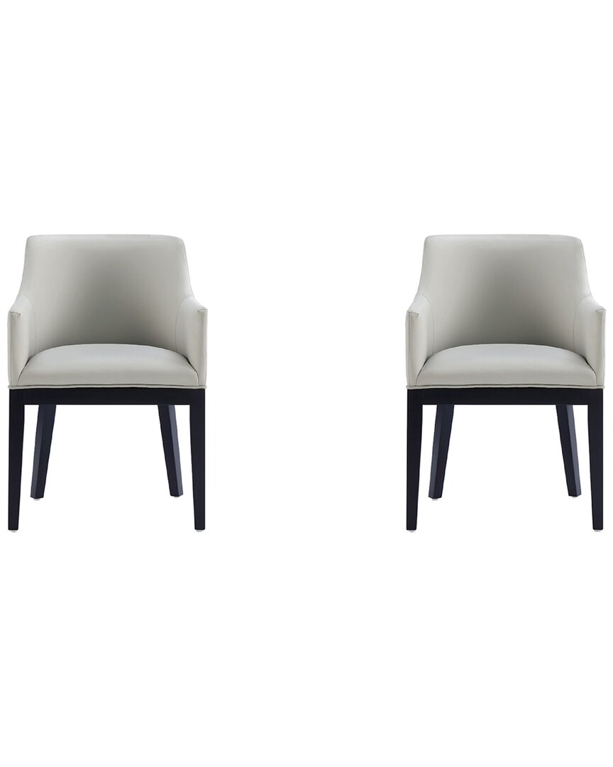 Manhattan Comfort Gansevoort Faux Leather Dining Armchair In Stone G