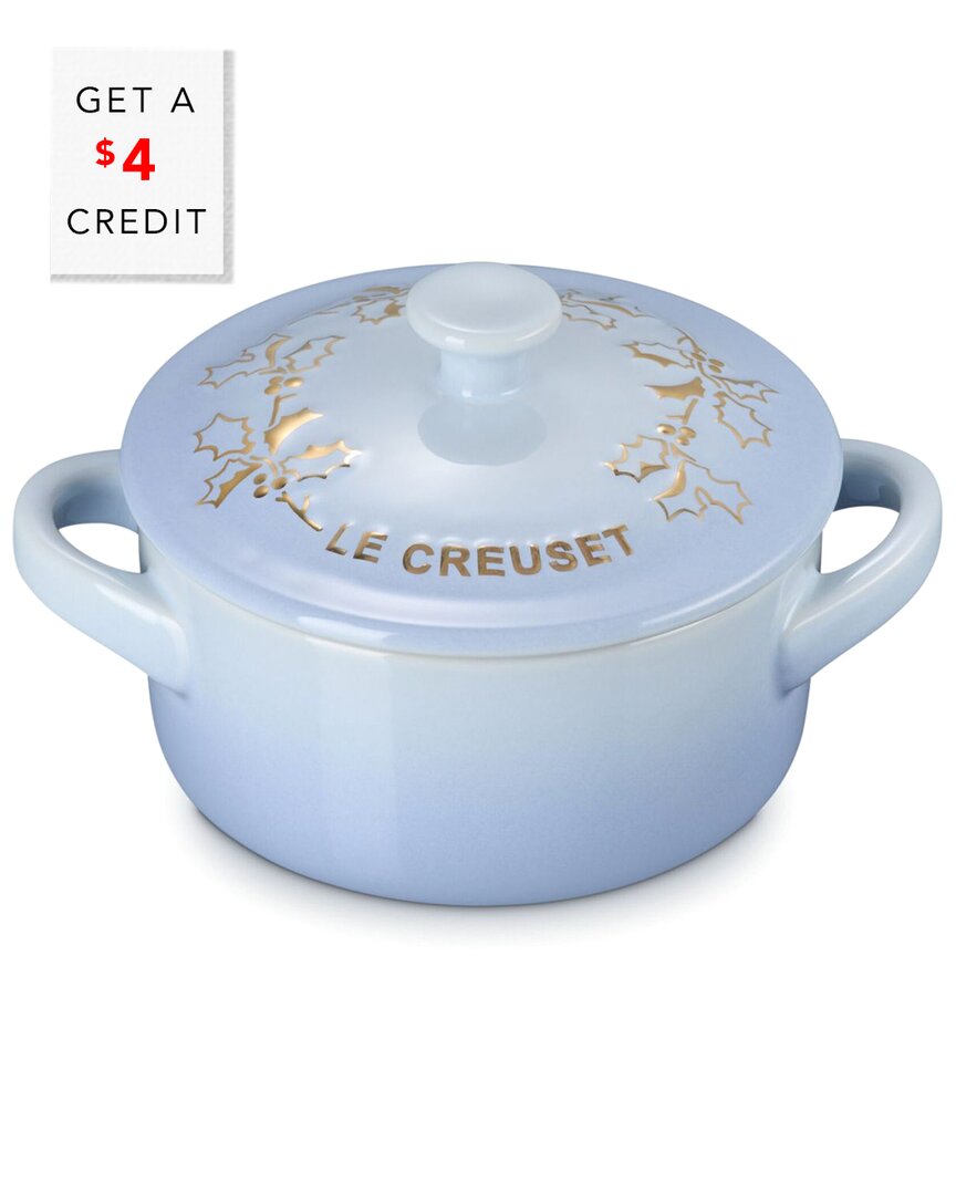 Le Creuset Holly Collection Applique Mini Round Cocotte With $4 Credit