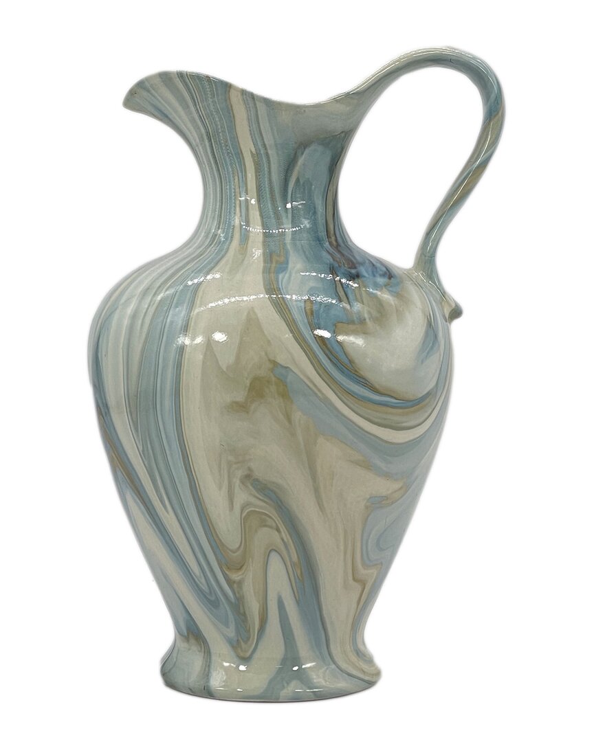 G.t. Direct Corporation Gt Direct 12in Ceramic Marble Glazed Pitcher In Blue