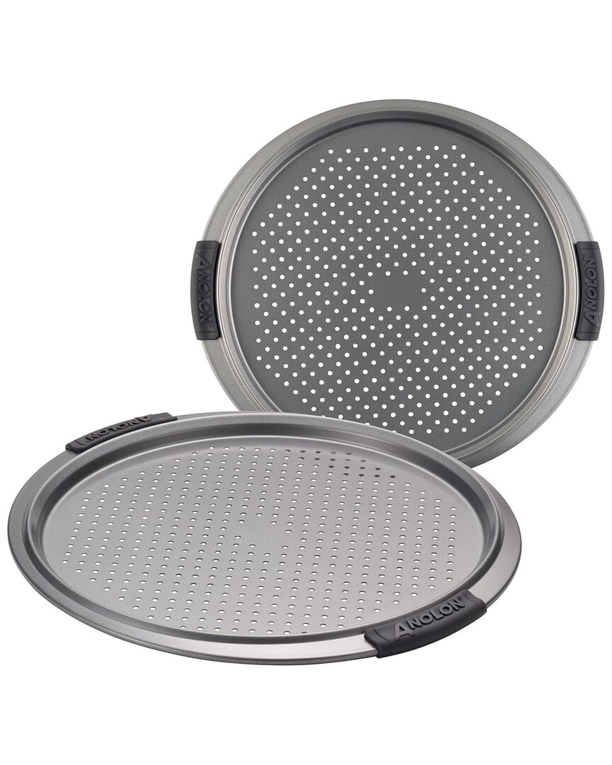 Anolon Set Of 2 Advanced Nonstick Bakeware Round Perforated 13in Pizza Pans