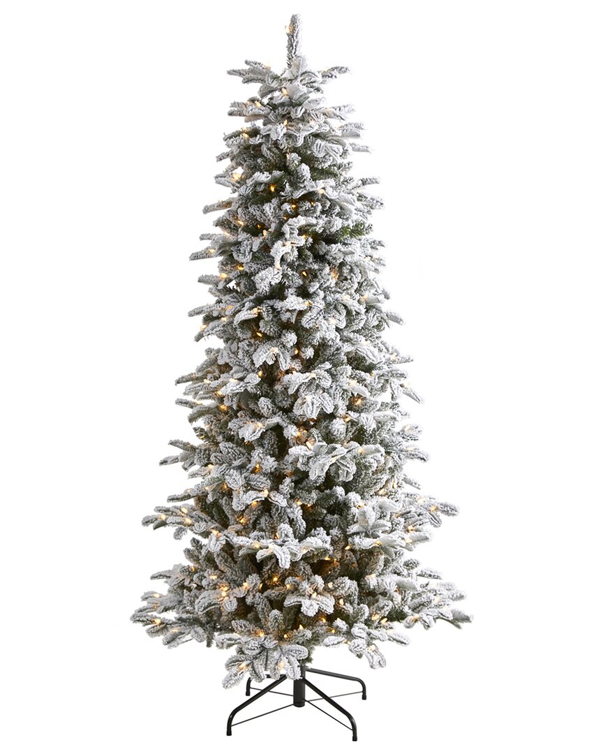 Nearly Natural 7ft. Flocked North Carolina Fir Artificial Christmas Tree In Green