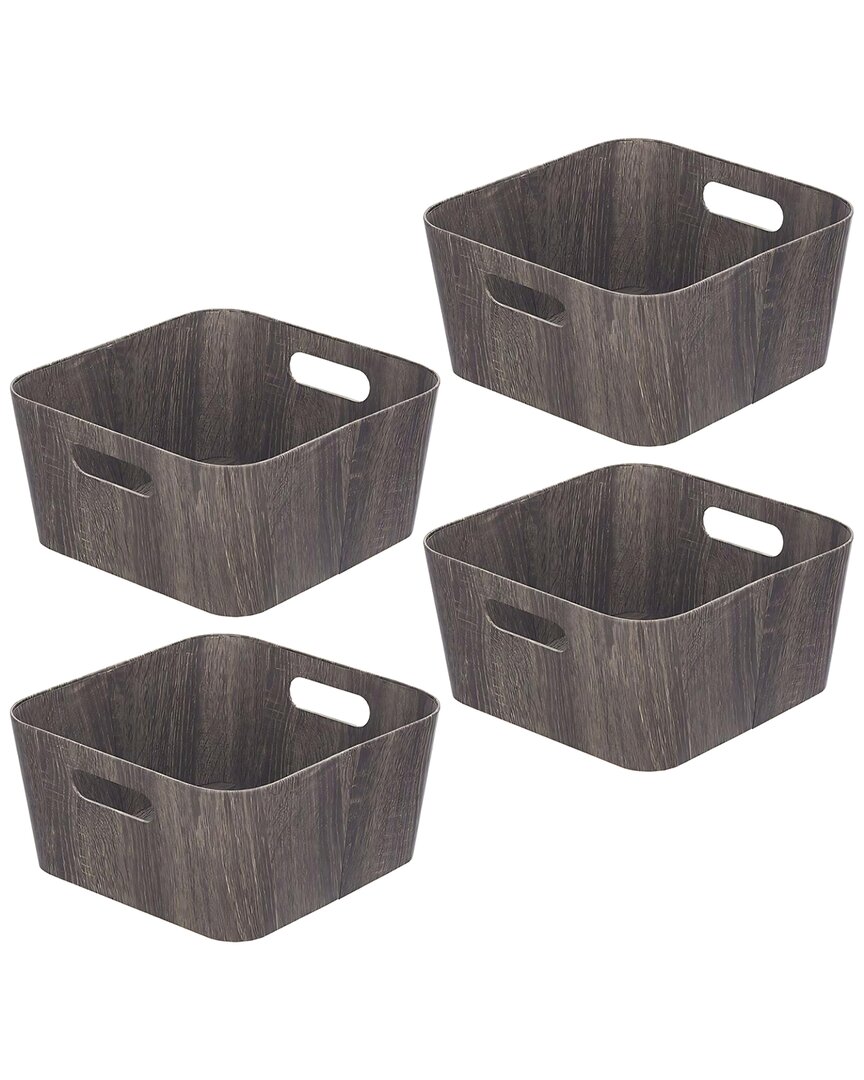 M DESIGN M DESIGN SET OF 4 WOOD GRAIN BIN WITH HANDLES 