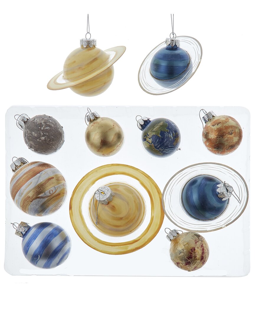Kurt Adler Set Of 9 50-70mm Noble Gems Planet Solar System Ornaments