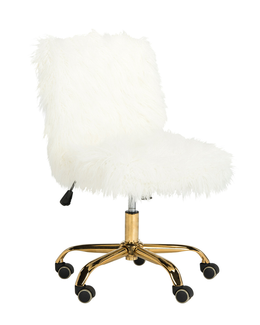 Safavieh Whitney Faux Sheepskin Gold Leg Swivel Office Chair