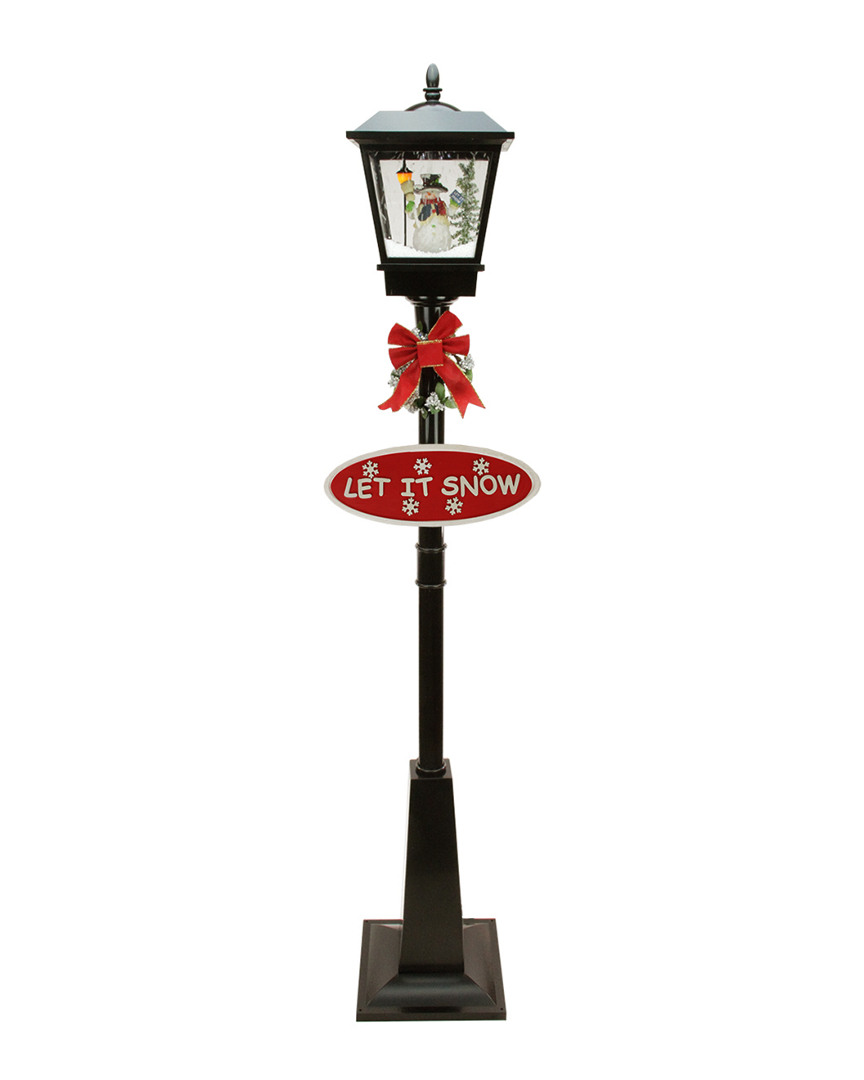 Northlight 70.75in Black Lighted Musical Snowman Vertical Snowing Christmas Street Lamp