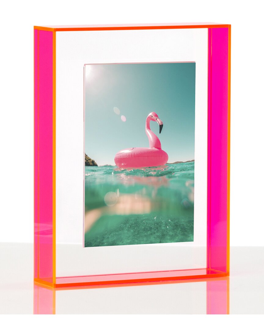 Wexel Art Acrylic Float Frame For Tabletop/wall With Magnetic Photo Holder In Pink