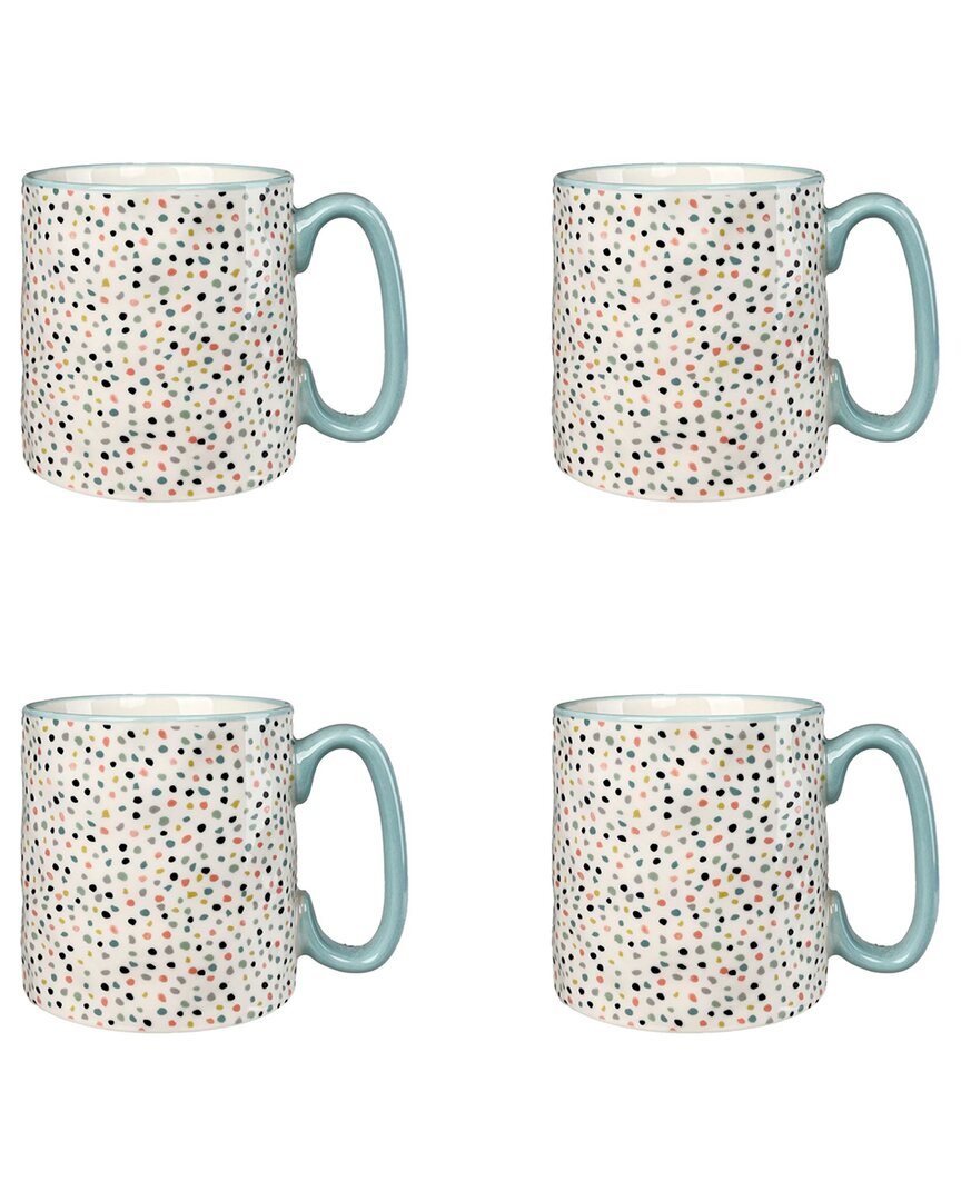 10 Strawberry Street Set Of 4 Bella Mugs: Confetti In Blue