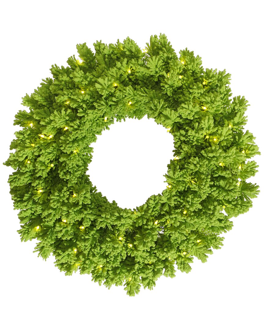 Vickerman 30in Flocked Lime Fir Artificial Christmas Wreath In Green