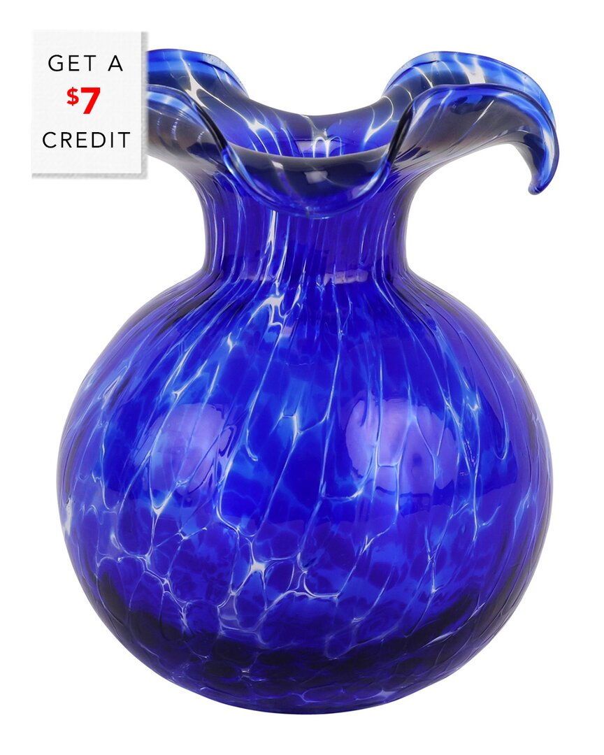 Vietri Hibiscus Glass Cobalt Tortoiseshell Bud Vase