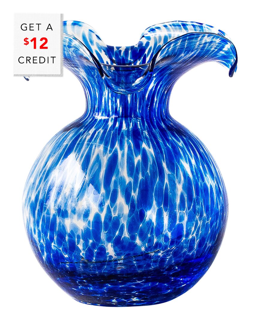 Vietri Hibiscus Glass Cobalt Tortoiseshell Small Fluted Vase