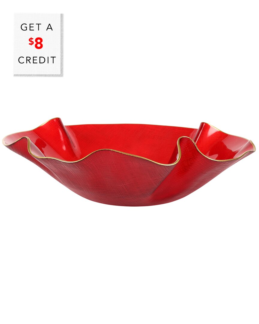 Vietri Holiday Glass Medium Ruffled Bowl