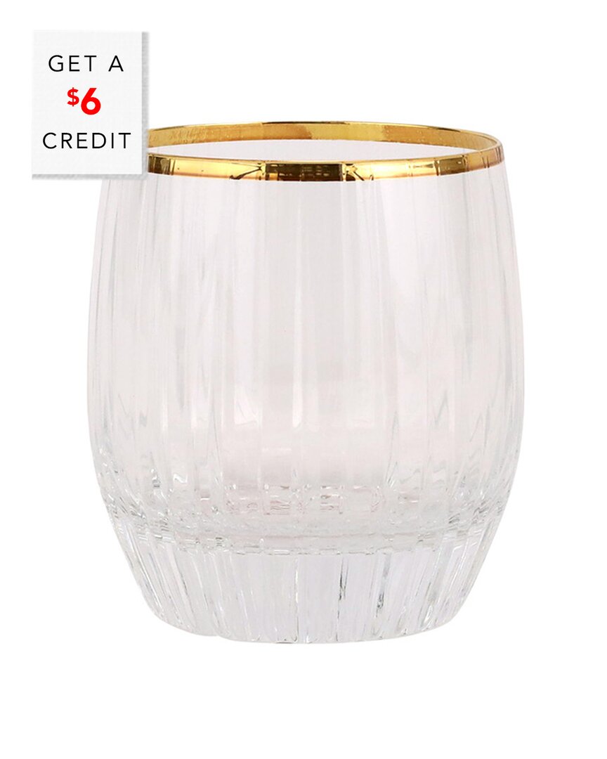 Vietri Natalia Gold Rim Double Old-fashioned Glass