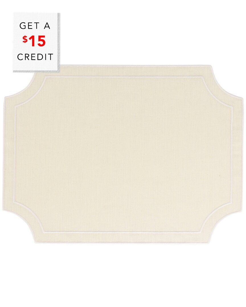 Vietri Tessuti Ivory Rectangular Placemats With White Sti With $14 Credit