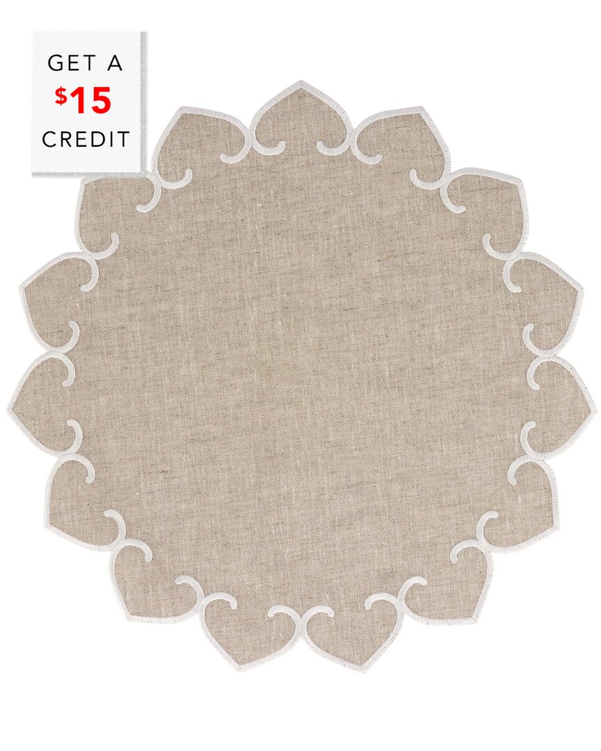 Vietri Tessuti Natural Round Placemats With White Stitching With $14 Credit