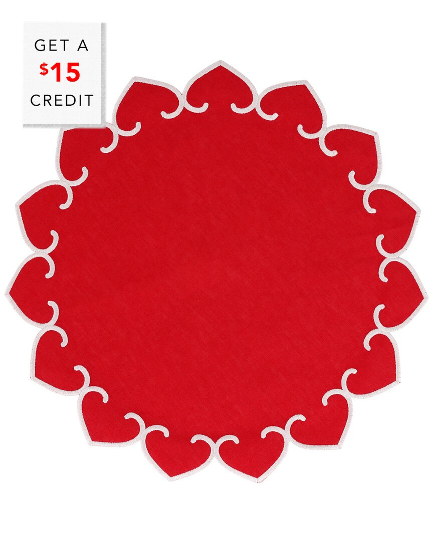 Vietri Tessuti Red Round Placemats With White Stitching ( With $14 Credit