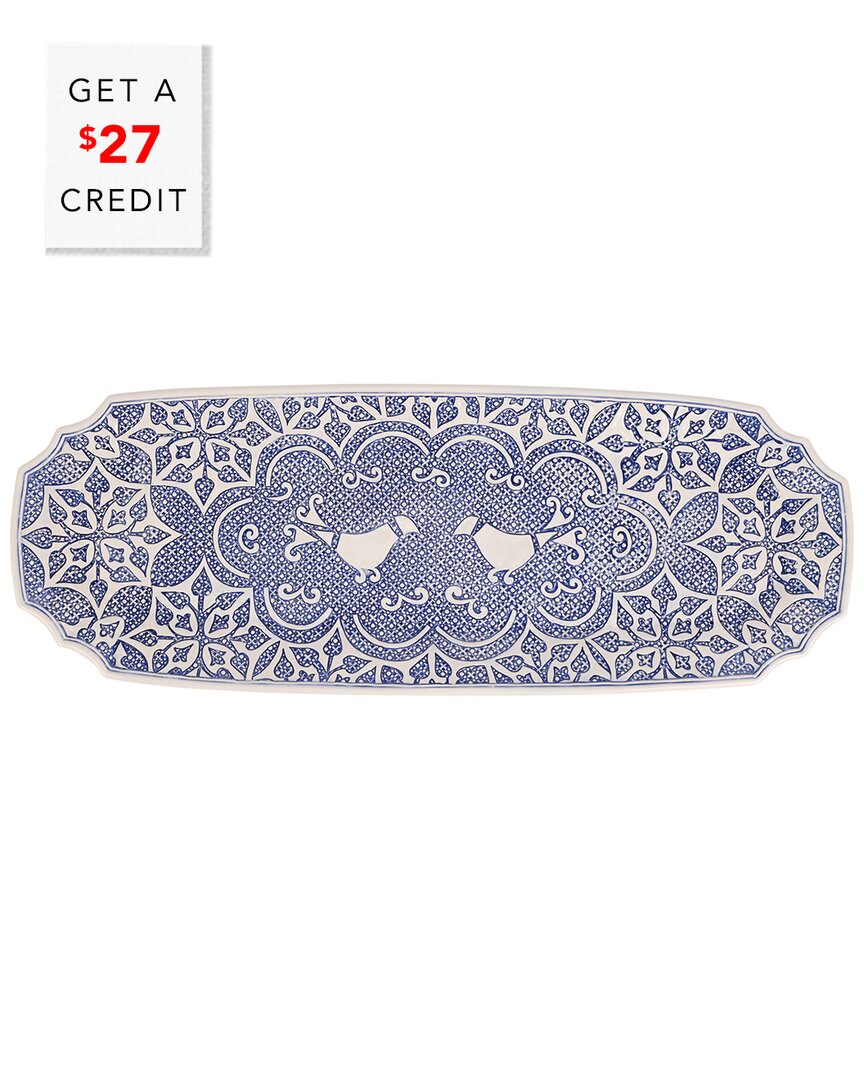 Vietri Uccello Blu Long Oval Platter With $20 Credit