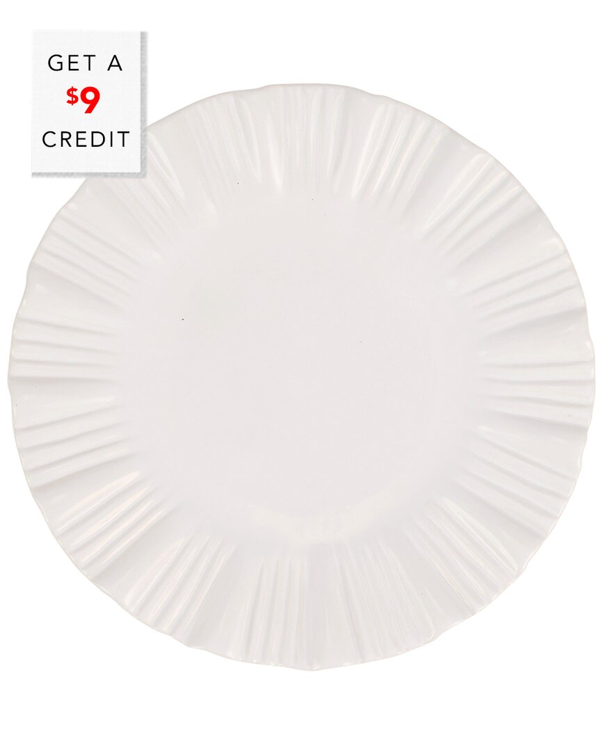 Vietri Viva By Bari White Small Round Platter With $6 Credit