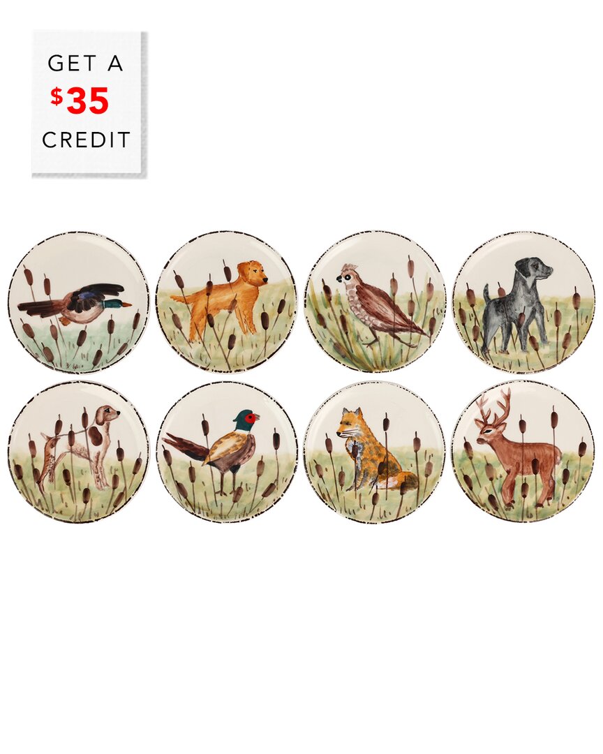 VIETRI VIETRI WILDLIFE ASSORTED CANAPE PLATES (SET OF 8) WITH $35 CREDIT