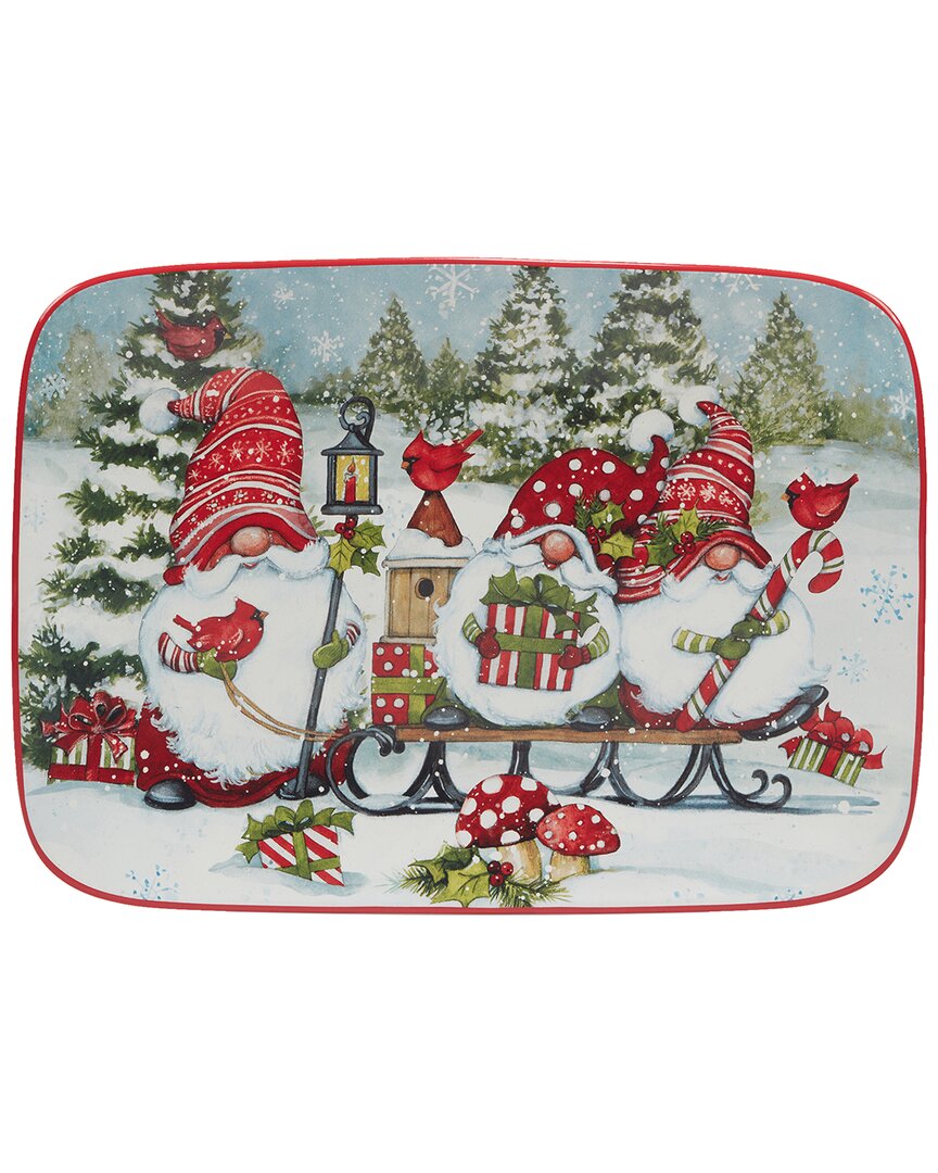 Certified International Christmas Gnomes Rectangular Platter